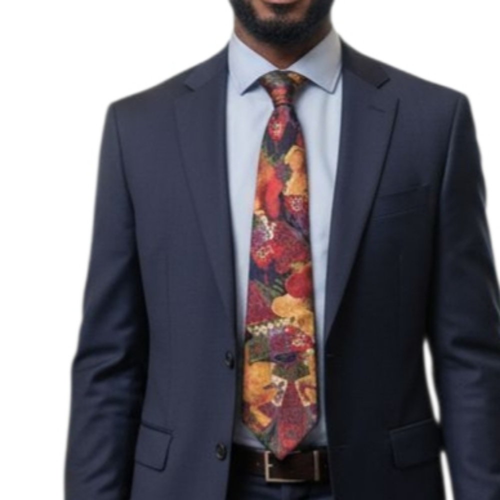 Robert Stock Multicolor Abstract Print Silk Tie